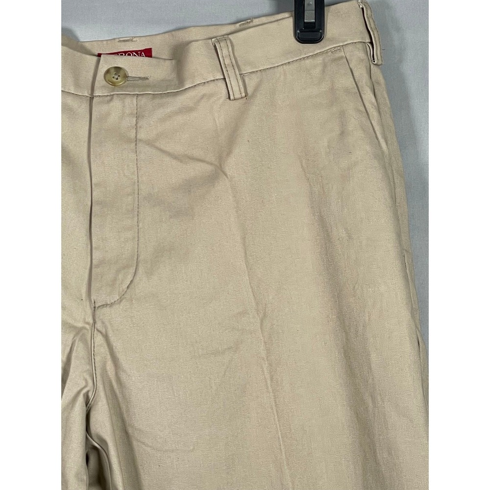 Merona Mens‎ Ultimate Khaki Pants Tan 36x34 Nano-Tex Stain Resistant Flat Front